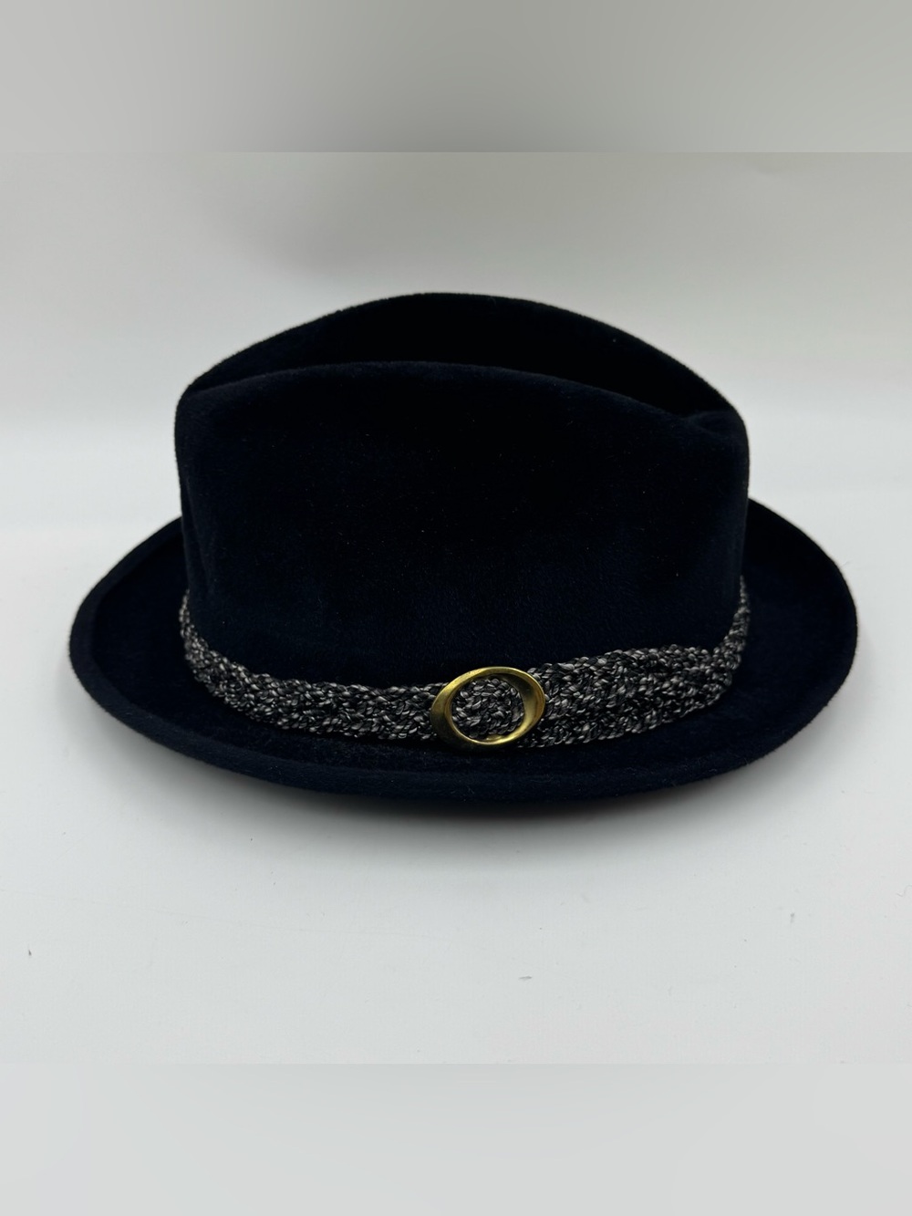 Stetson Black Felt Trilby with Braided Silver-Accent Band